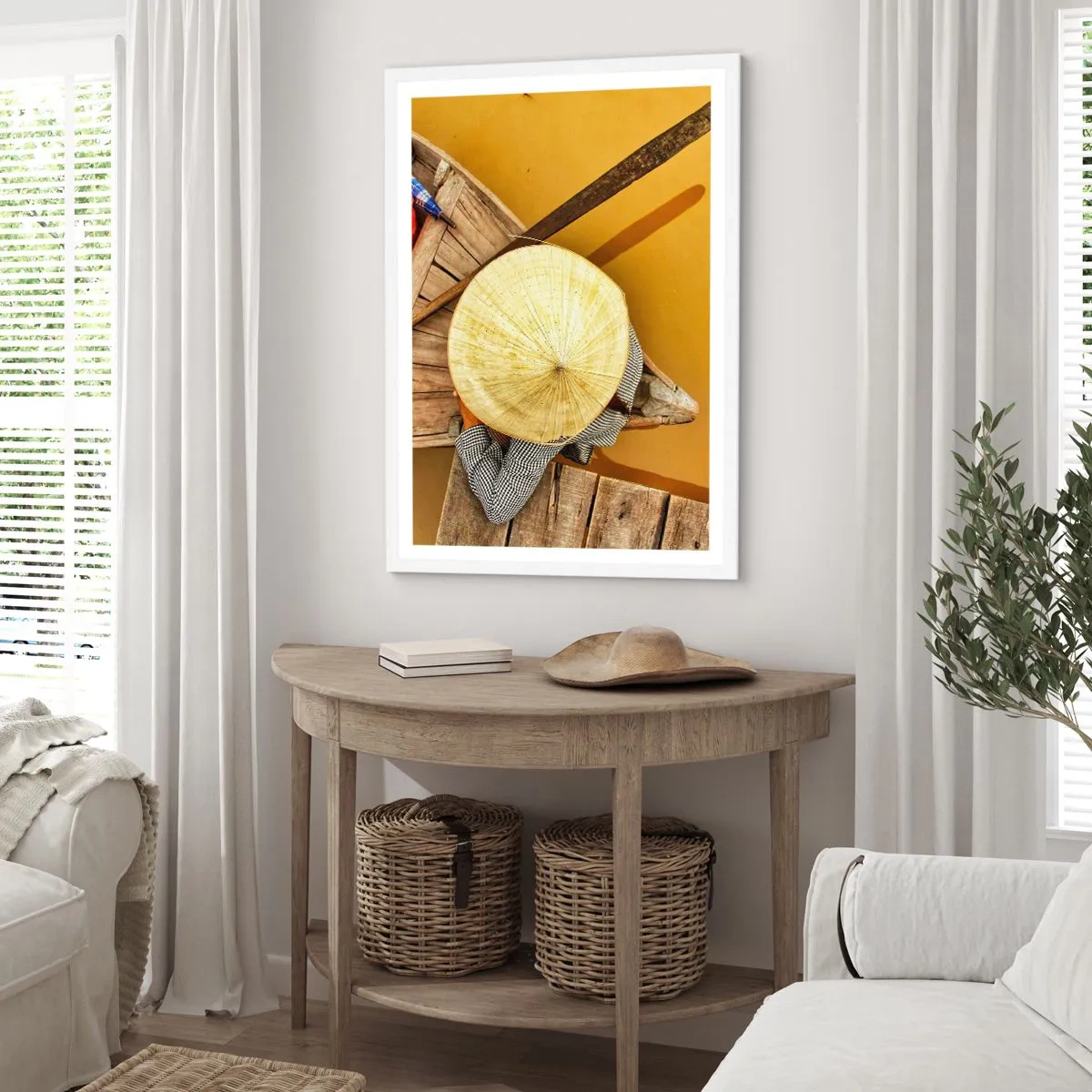 Poster in einem weißen Rahmen - Leben am Gelben Fluss - 61x91 cm