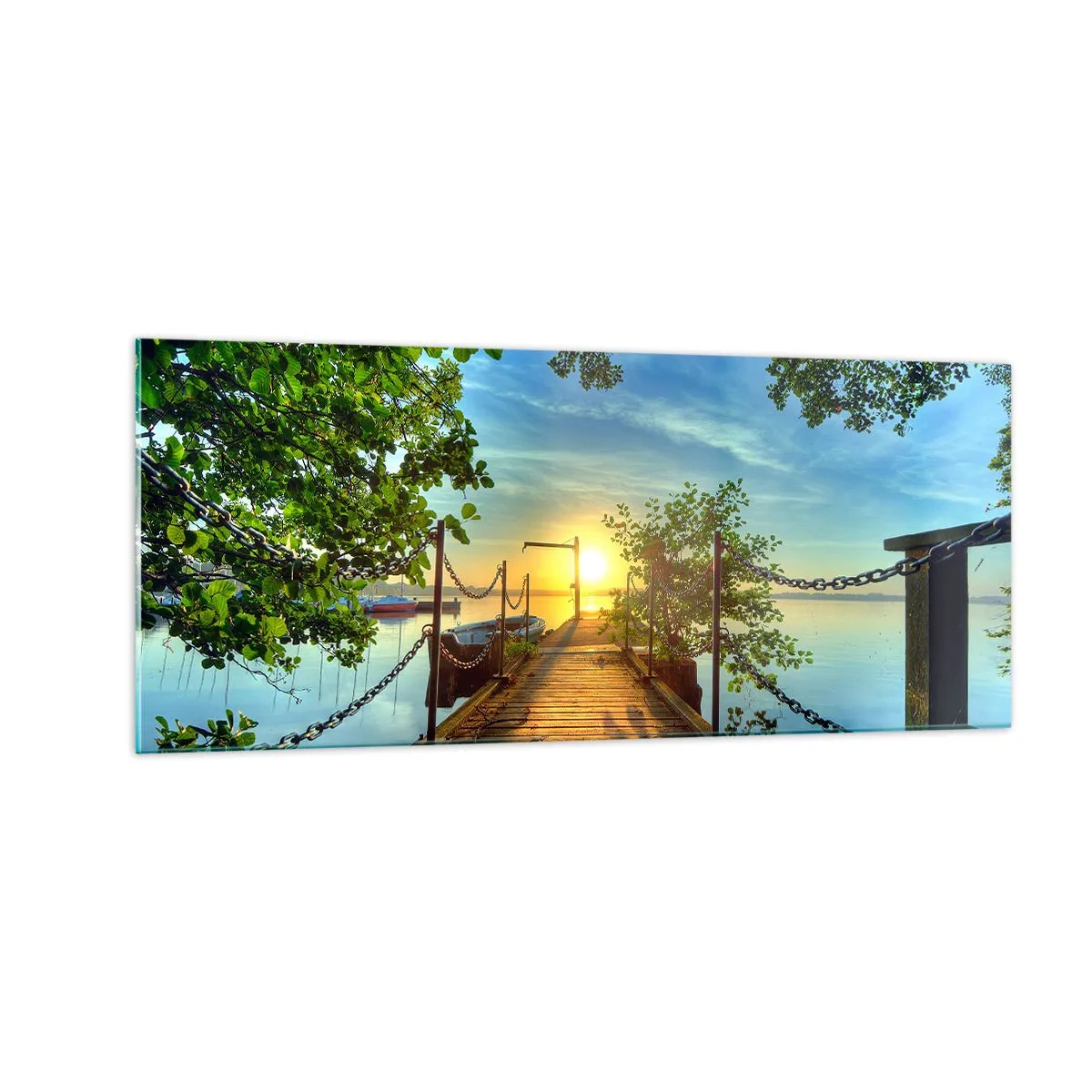 Glasbild - Bild auf glas - Westen auf dem Wasser - 100x40 cm
