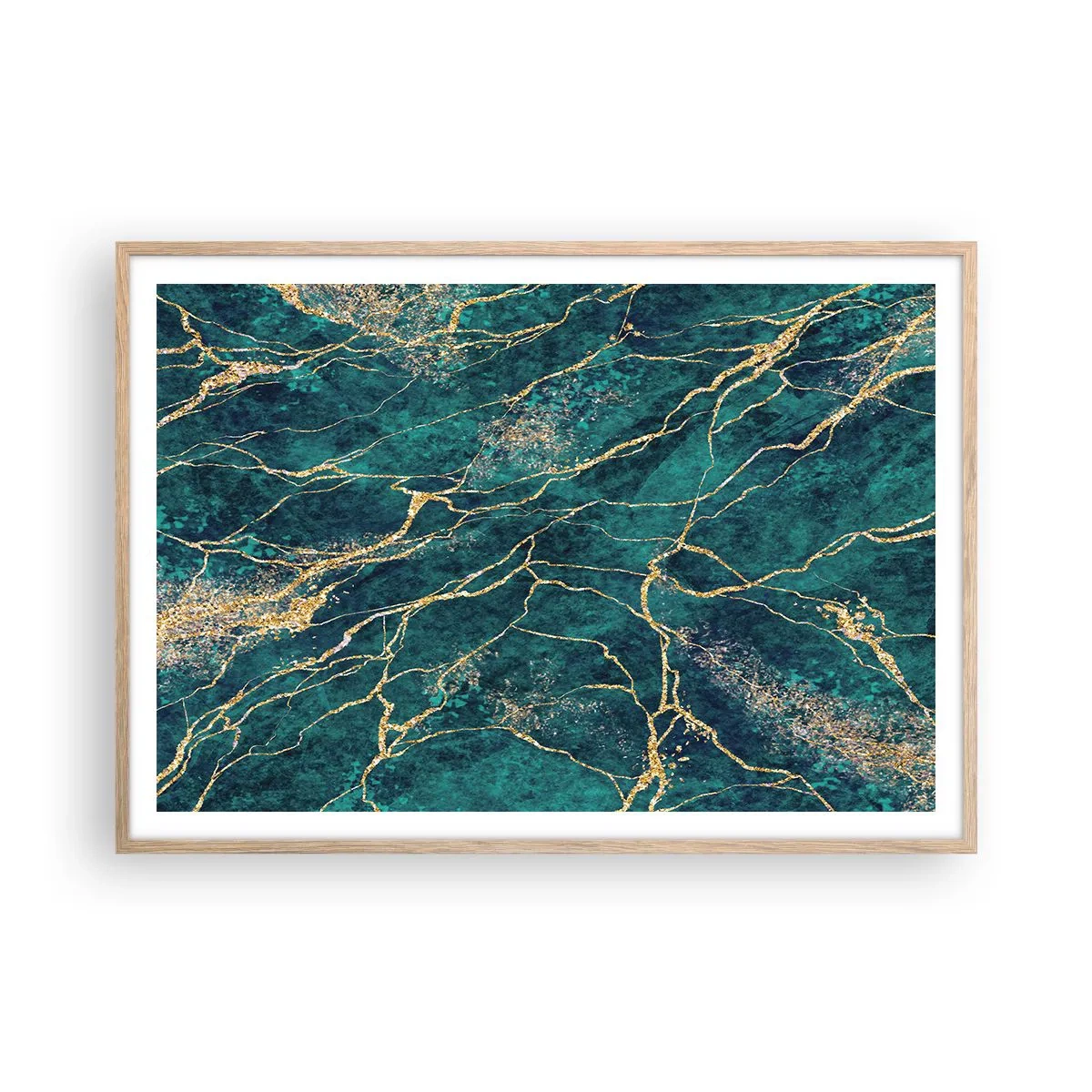 Poster in einem Rahmen aus heller Eiche - Goldmine - 100x70 cm