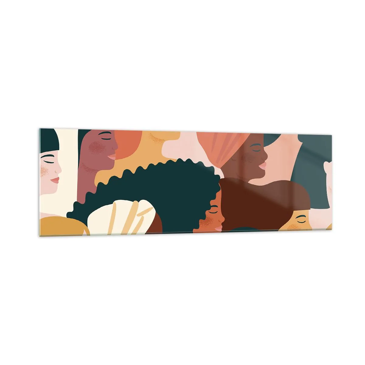 Glasbild - Bild auf glas - Farbenfrohe Frauenprofile in verschiedenen Stilen - 160x50cm - Nur Weiblichkeit - Moderne Wanddekoration für Wohnzimmer und Schlafzimmer ARTTOR