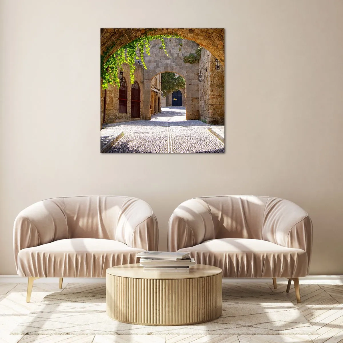 Glasbild - Bild auf glas - Die Prozession wird bald erscheinen - 70x70 cm