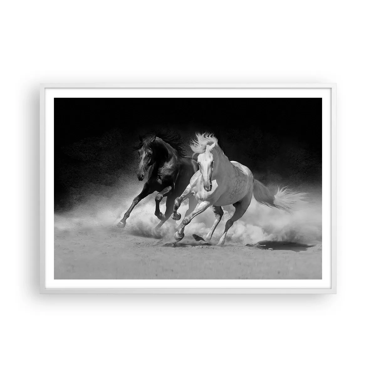 Poster in einem weißen Rahmen - Galopp der Freiheit - 100x70 cm