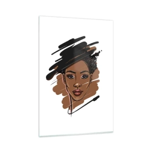 Glasbild - Bild auf glas - Porträt einer Frau mit künstlerischen Pinselstrichen - 80x120cm - Süß wie Schokolade - Moderne Wanddekoration für Wohnzimmer und Schlafzimmer ARTTOR