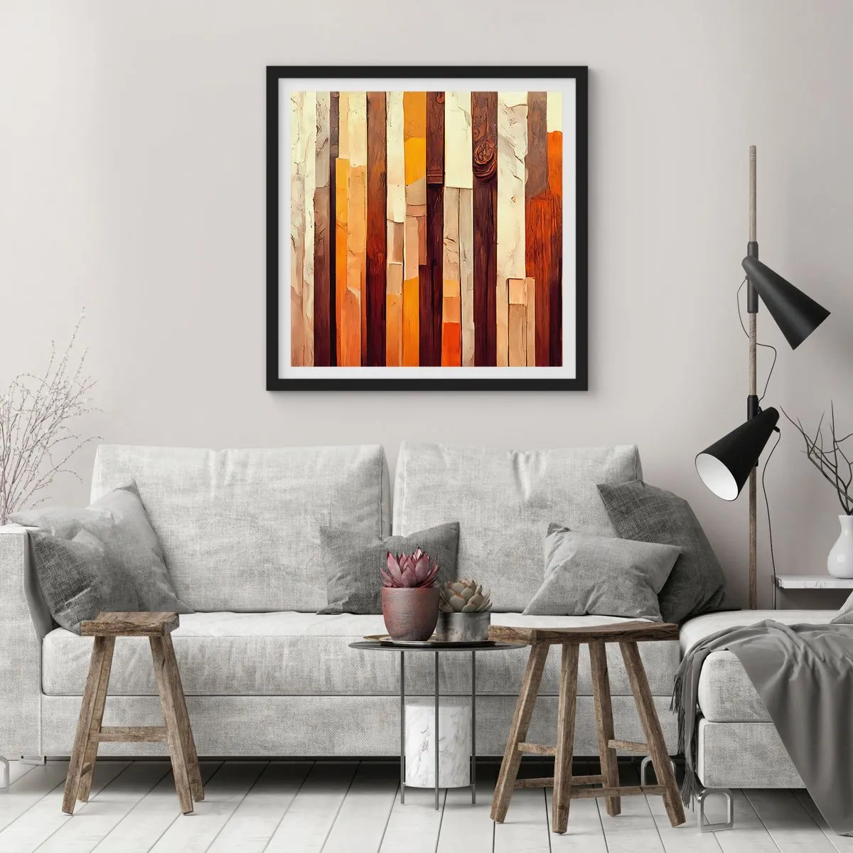 Poster in einem schwarzem Rahmen - Hymne der Waldbäume - 50x50 cm