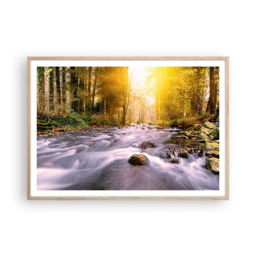 Poster in einem Rahmen aus heller Eiche - Malachit im Silber- und Goldrahmen - 100x70 cm