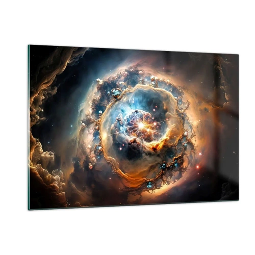 Glasbild - Bild auf glas - Eine kosmische Explosion im Zentrum eines galaktischen Wirbels - 120x80cm - Anfang - Moderne Wanddekoration für Wohnzimmer und Schlafzimmer ARTTOR