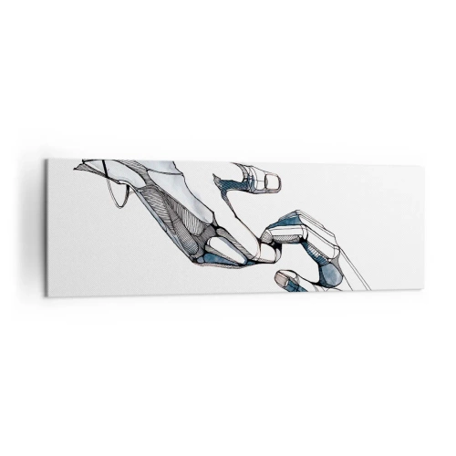 Bild auf Leinwand - Leinwandbild - Künstlerische Darstellung einer Hand in minimalistischer und geometrischer Form - 160x50cm - Eine gute Geste - Moderne Wanddekoration für Wohnzimmer und Schlafzimmer ARTTOR