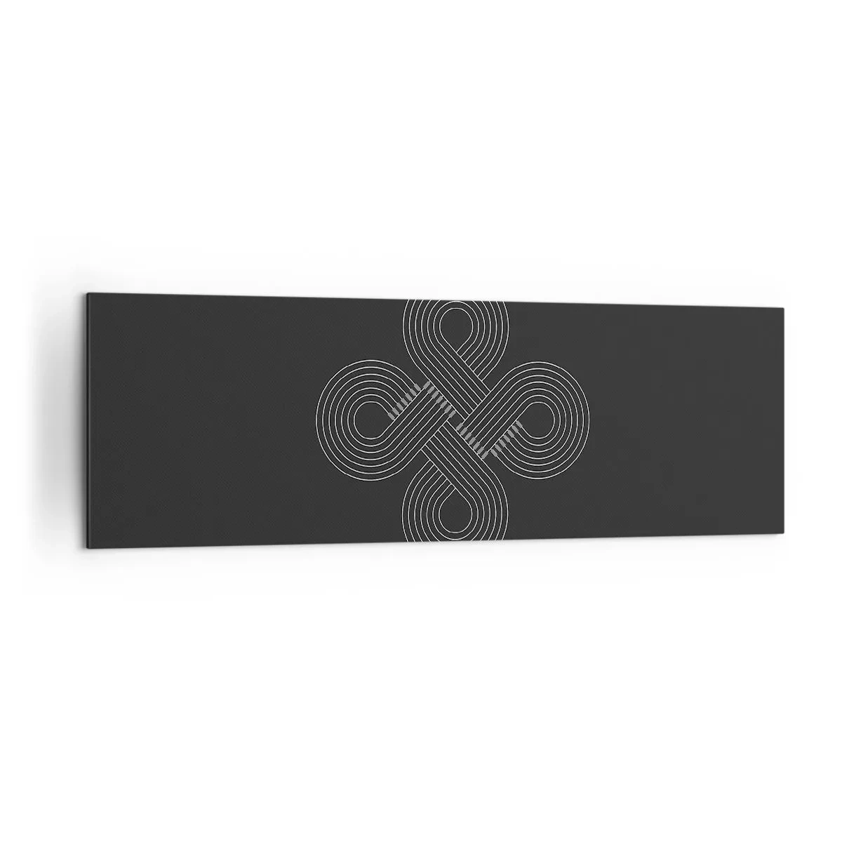 Bild auf Leinwand - Leinwandbild - Keltisches Muster im minimalistischen Stil auf schwarzem Hintergrund - 160x50cm - Im keltischen Geist - Moderne Wanddekoration für Wohnzimmer und Schlafzimmer ARTTOR