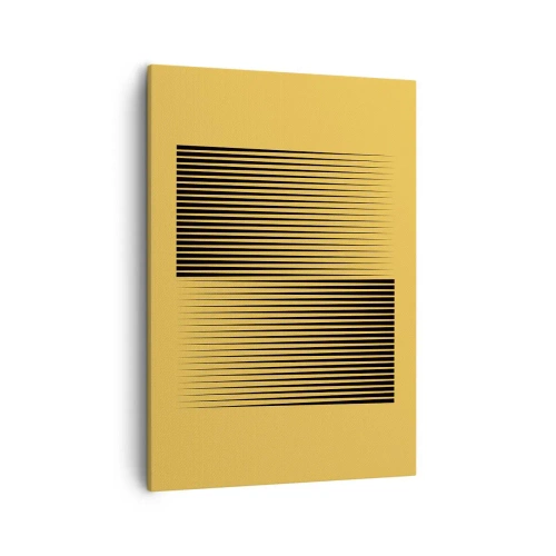 Bild auf Leinwand - Leinwandbild - Vertikale schwarze Linien auf gelbem Hintergrund - 50x70cm - Quadratur der Gegensätze - Moderne Wanddekoration für Wohnzimmer und Schlafzimmer ARTTOR
