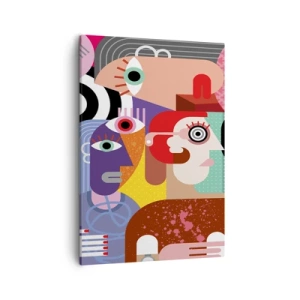 Bild auf Leinwand - Leinwandbild - Bunte Abstraktion mit geometrischen Flächen - 50x70cm - Wir sind von Herrn Picasso - Moderne Wanddekoration für Wohnzimmer und Schlafzimmer ARTTOR