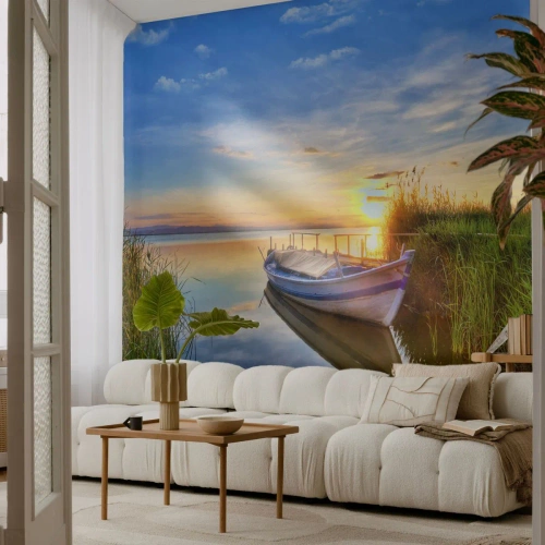Selbstklebende Fototapete Deluxe Sticker - Bucht erfüllter Träume - Landschaft, See, Łódź - 400x280 cm