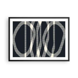 Poster in einem schwarzem Rahmen - Geometrische Linien in hellen Farbtönen auf dunklem Hintergrund - 70x50cm - Ein Versuch, die Dunkelheit zu durchbrechen - Moderne Wanddekoration für Wohnzimmer und Schlafzimmer ARTTOR