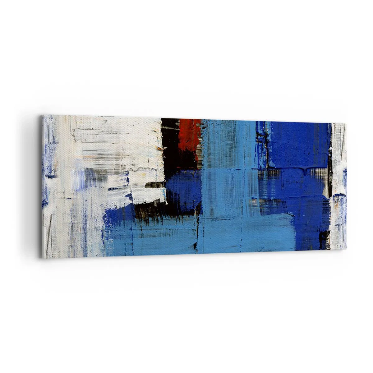 Bild auf Leinwand - Leinwandbild - Abstrakte Komposition in Blau- und Weißtönen - 120x50cm - Geheimnis ist blau - Moderne Wanddekoration für Wohnzimmer und Schlafzimmer ARTTOR