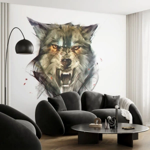 Fototapete Standard Eco - Kein Schritt näher! - Abstraktion, Tiere, Wolf - 400x280 cm