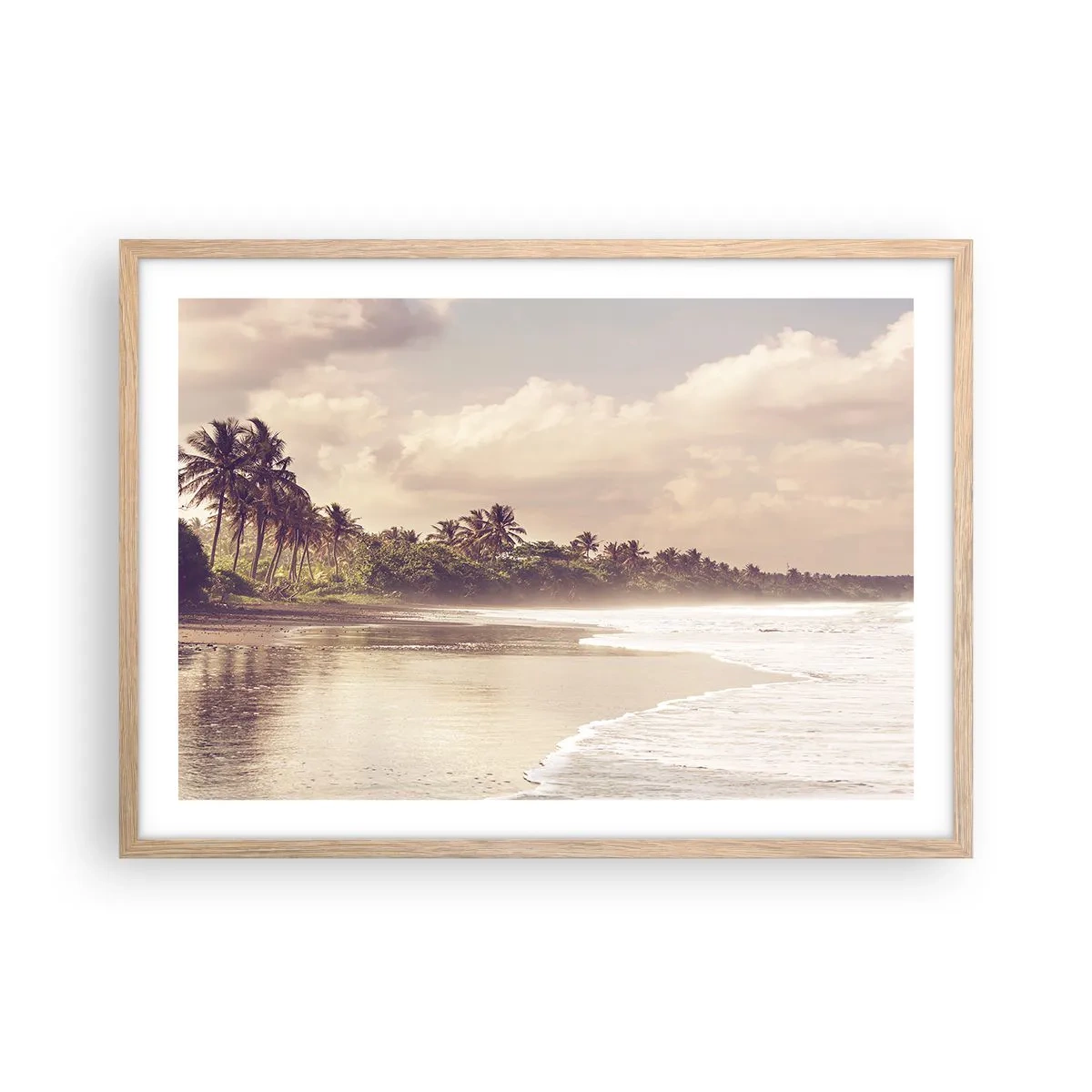 Poster in einem Rahmen aus heller Eiche - Die Liebkosung der Wellen - 70x50 cm