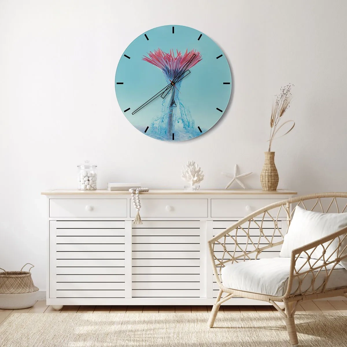 Wanduhr - Glasuhr - In einer belebenden Umarmung - 40x40 cm