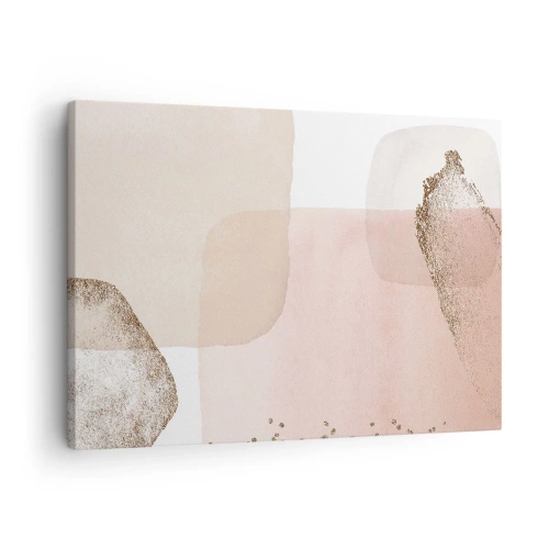 Bild auf Leinwand - Leinwandbild - Pastellfarbene Flecken mit goldenen Elementen - 70x50cm - Ein Blick durch die Farbe - Moderne Wanddekoration für Wohnzimmer und Schlafzimmer ARTTOR