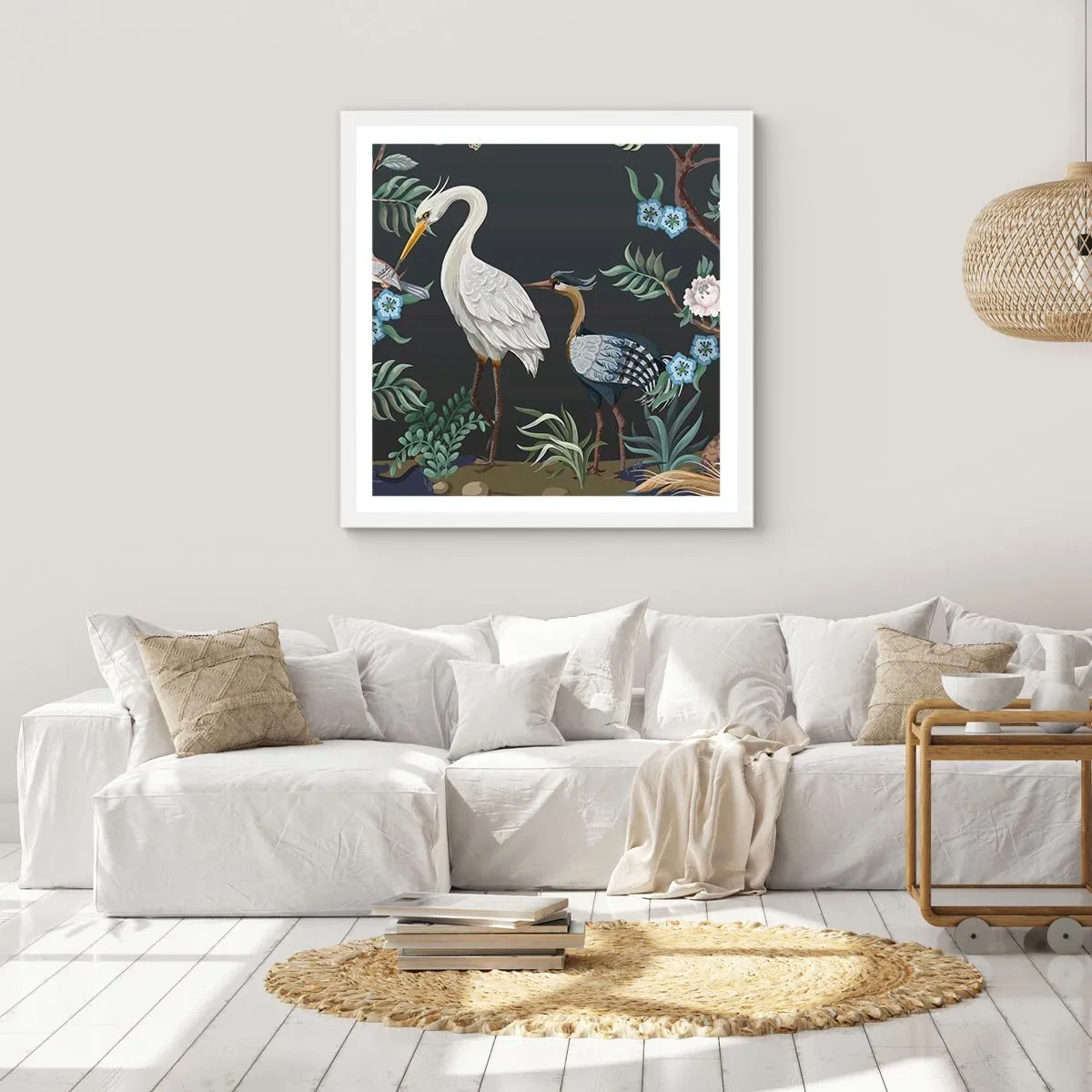 Poster in einem weißen Rahmen - Vogelparade - 60x60 cm