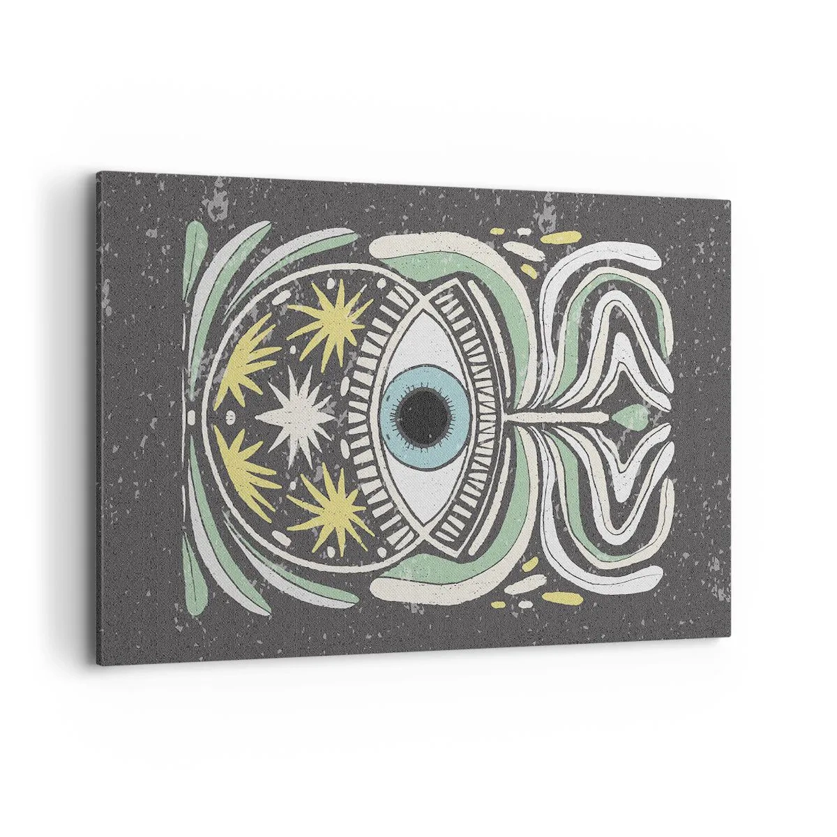 Bild auf Leinwand - Leinwandbild - Ein symbolisches Auge, umgeben von abstrakten Mustern - 120x80cm - Stammesrituale - Moderne Wanddekoration für Wohnzimmer und Schlafzimmer ARTTOR
