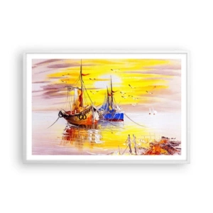 Poster in einem weißen Rahmen - Eine wohlverdiente Pause im Hafen - 91x61 cm