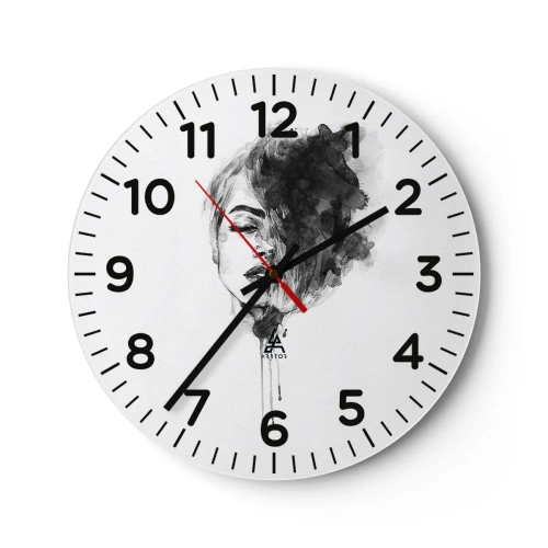 Wanduhr - Glasuhr - Wovon träumt das Mädchen - 40x40 cm
