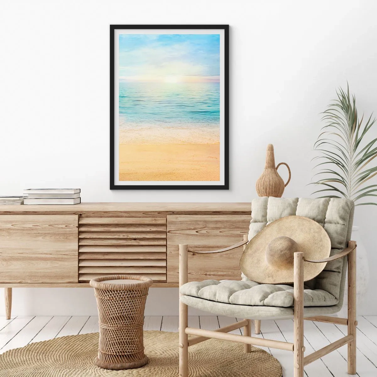 Poster in einem schwarzem Rahmen - Großes Blau - 61x91 cm