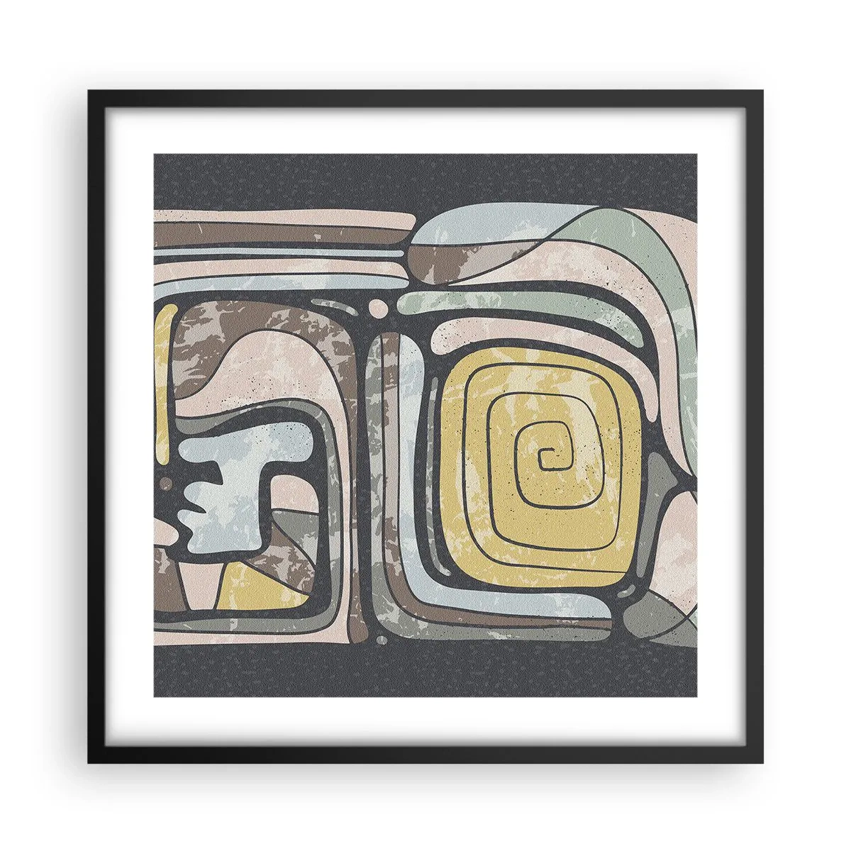 Poster in einem schwarzem Rahmen - Abstraktion im präkolumbianischen Geist - 50x50 cm