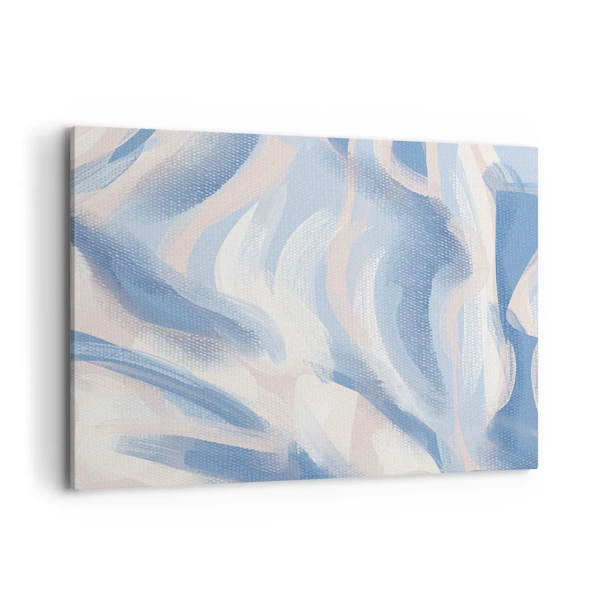 Bild auf Leinwand - Leinwandbild - Abstrakte Pinselstriche in Blau- und Beigetönen - 100x70cm - Blaue Wellen - Moderne Wanddekoration für Wohnzimmer und Schlafzimmer ARTTOR