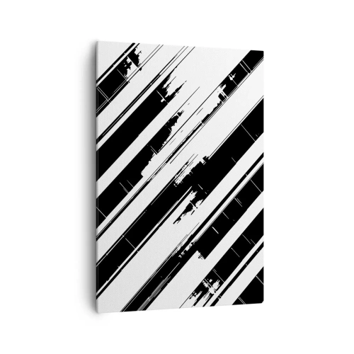 Bild auf Leinwand - Leinwandbild - Schwarz-weiße Linien und geometrische Muster im modernen Stil - 70x100cm - Eine intensive und dynamische Komposition - Moderne Wanddekoration für Wohnzimmer und Schlafzimmer ARTTOR