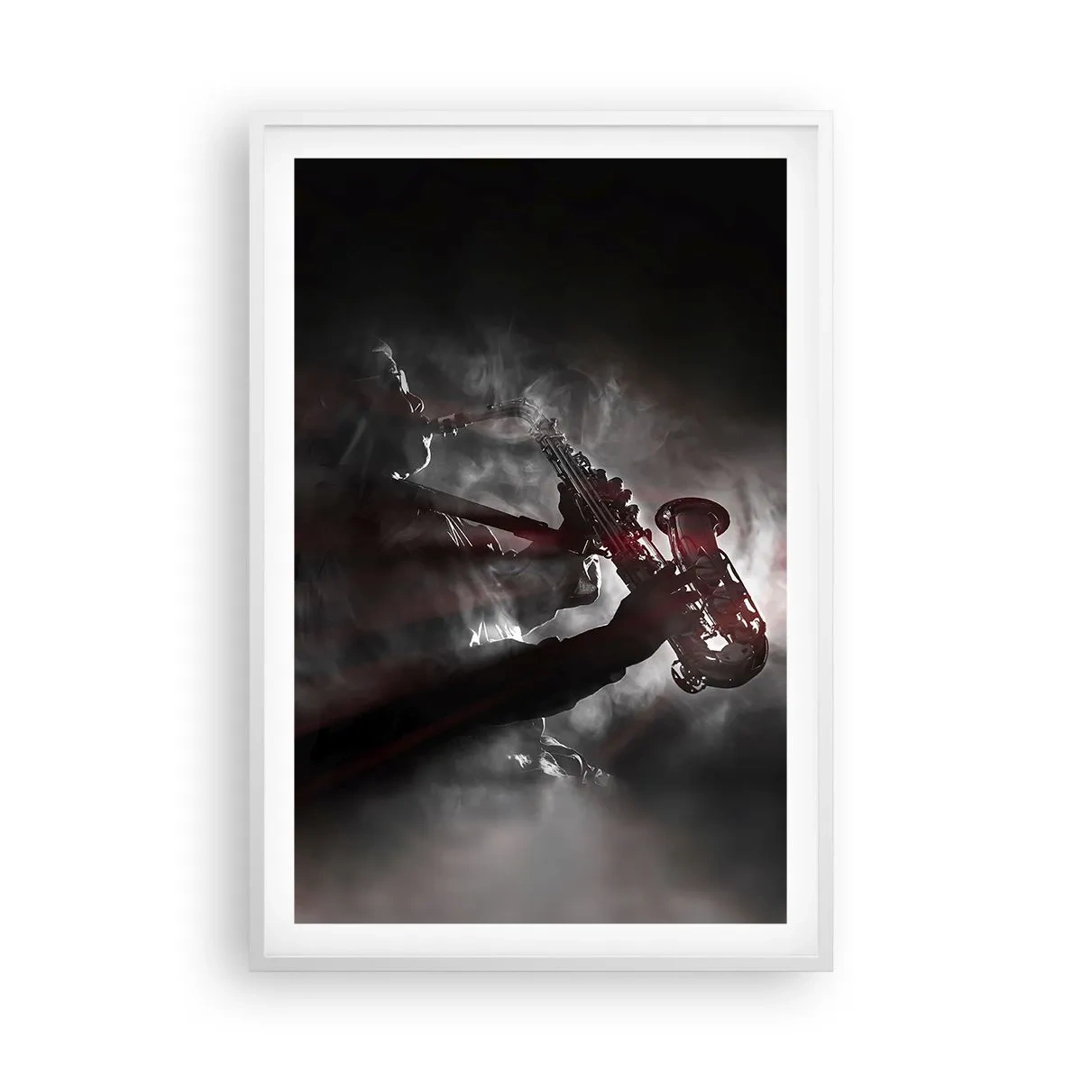 Poster in einem weißen Rahmen - In den Dämpfen des Jazz - 61x91 cm