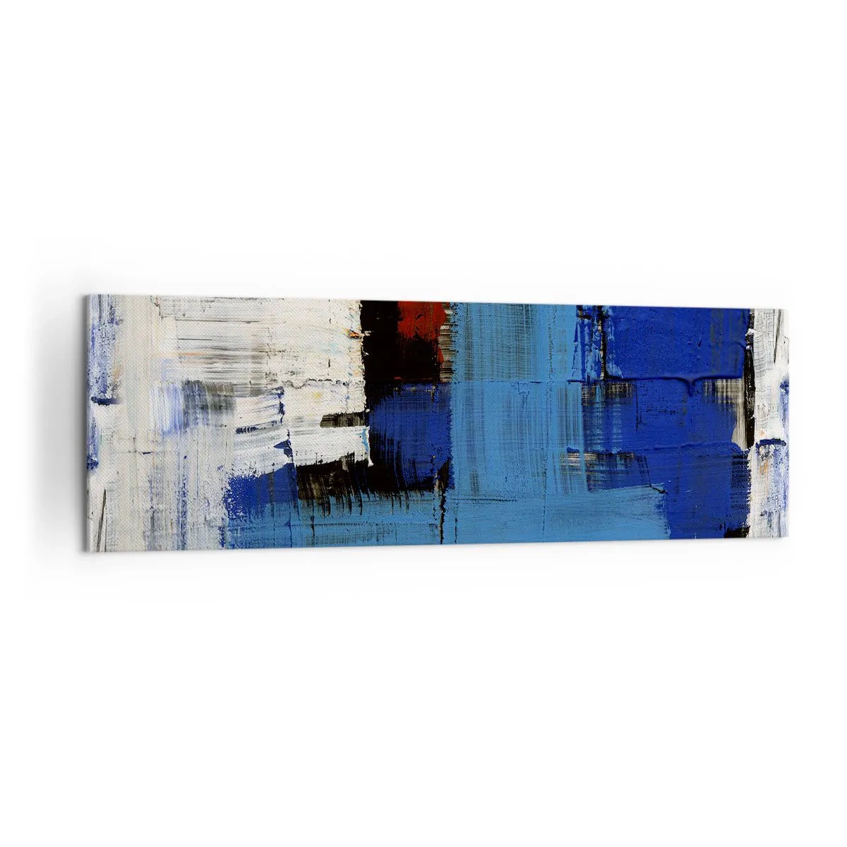 Bild auf Leinwand - Leinwandbild - Abstrakte Komposition in Blau- und Weißtönen - 160x50cm - Geheimnis ist blau - Moderne Wanddekoration für Wohnzimmer und Schlafzimmer ARTTOR