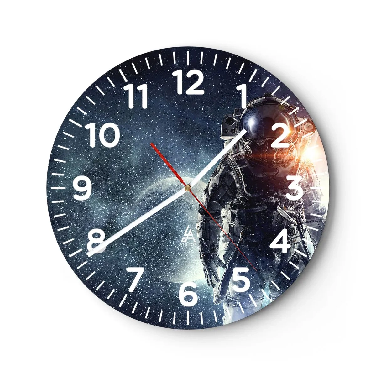 Wanduhr - Glasuhr - Weltraumabenteuer - 40x40 cm