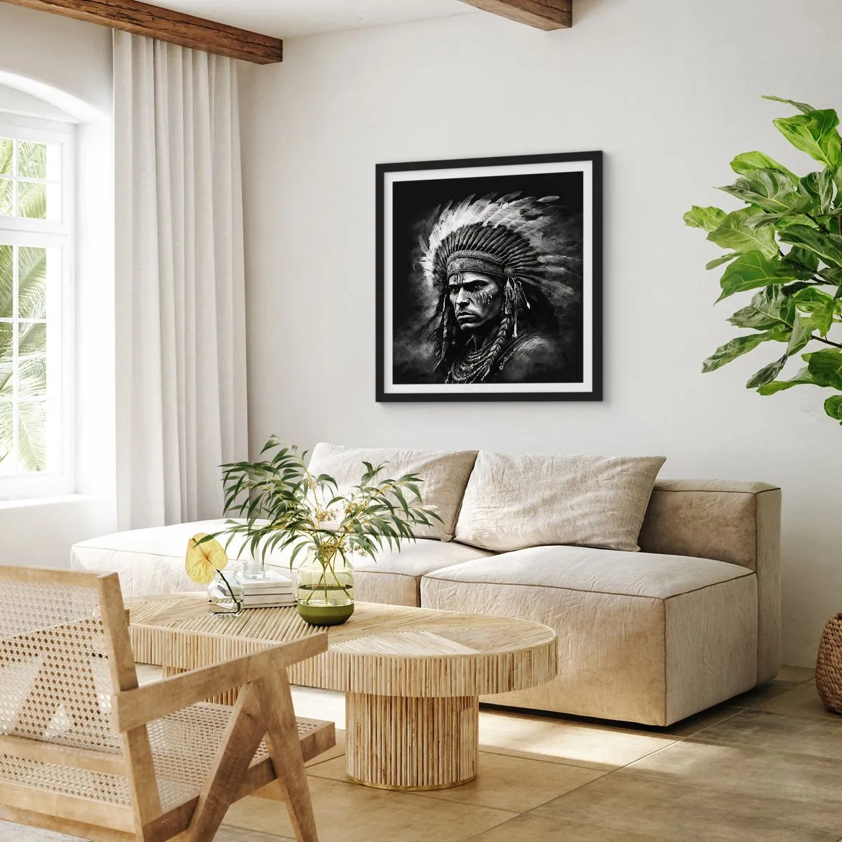 Poster in einem schwarzem Rahmen - Anführer und Krieger - 40x40 cm