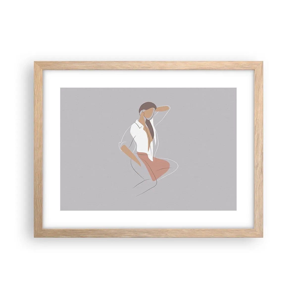 Poster in einem Rahmen aus heller Eiche - Umriss der Anmut - 40x30 cm