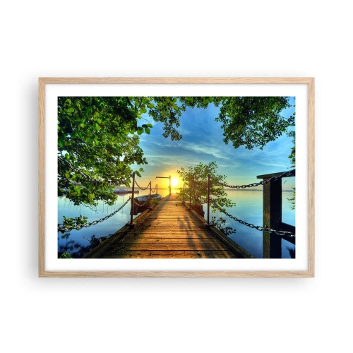 Poster in einem Rahmen aus heller Eiche - Westen auf dem Wasser - 70x50 cm