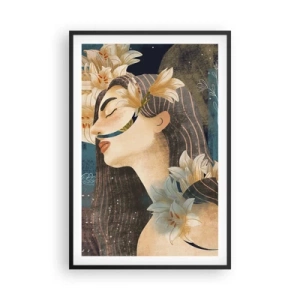 Poster in einem schwarzem Rahmen - Ein Märchen über eine Prinzessin mit Lilien - 61x91 cm