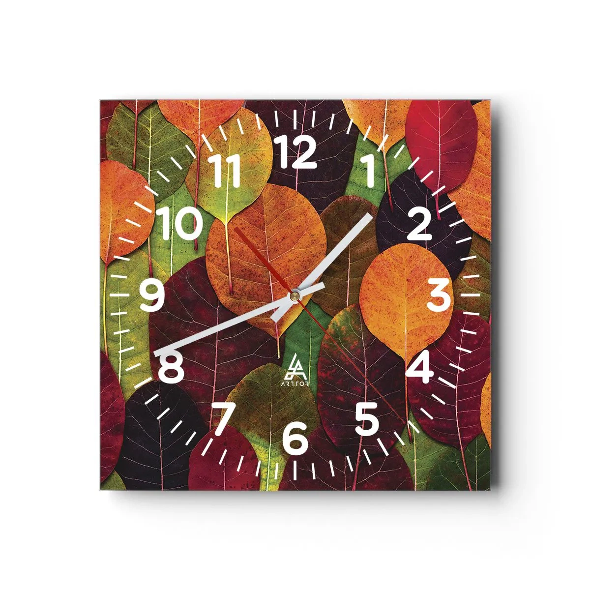 Wanduhr - Glasuhr - Herbstmosaik - 30x30 cm