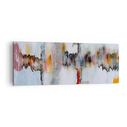 Bild auf Leinwand - Leinwandbild - Abstraktes Muster mit lebendigen Farben auf hellem Hintergrund - 140x50cm - Ein Stock auf dem Wasser - Moderne Wanddekoration für Wohnzimmer und Schlafzimmer ARTTOR