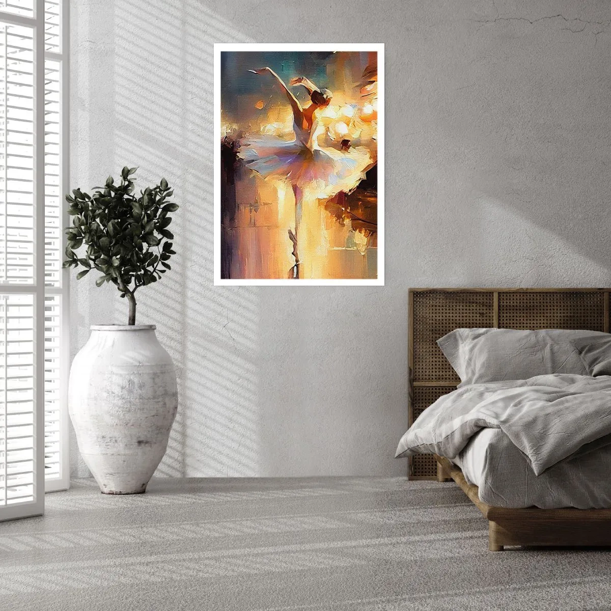 Poster - Eine Ballerina im goldenen Licht der Bühne - 50x70cm - Wunder auf der Straße - Moderne Wanddekoration für Wohnzimmer und Schlafzimmer ARTTOR