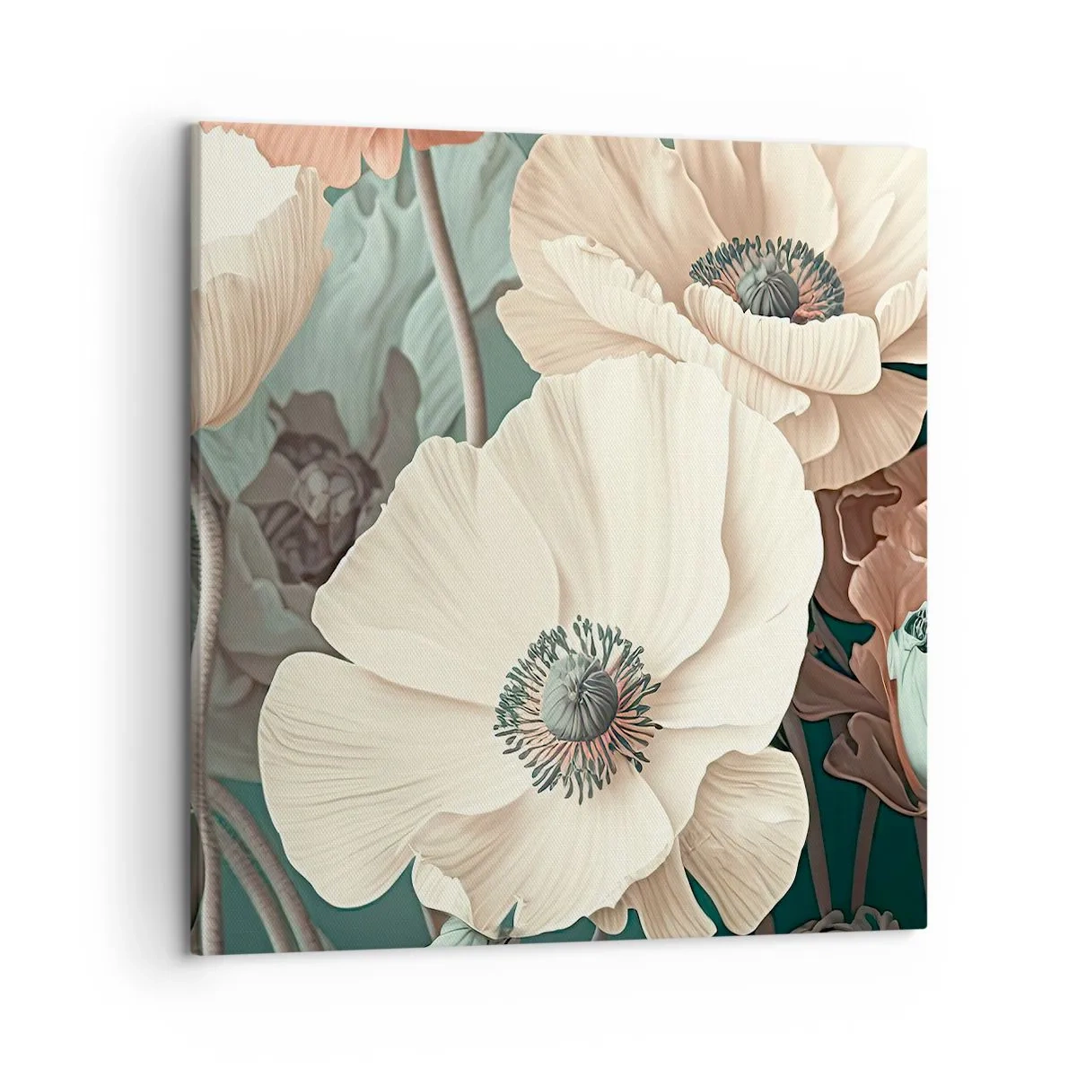 Bild auf Leinwand - Leinwandbild - Flüstern von Mohnblumen - 50x50 cm