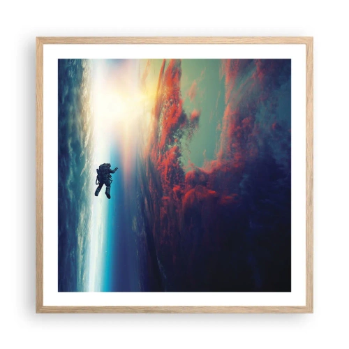 Poster in einem Rahmen aus heller Eiche - Sich dem Universum stellen - 60x60 cm
