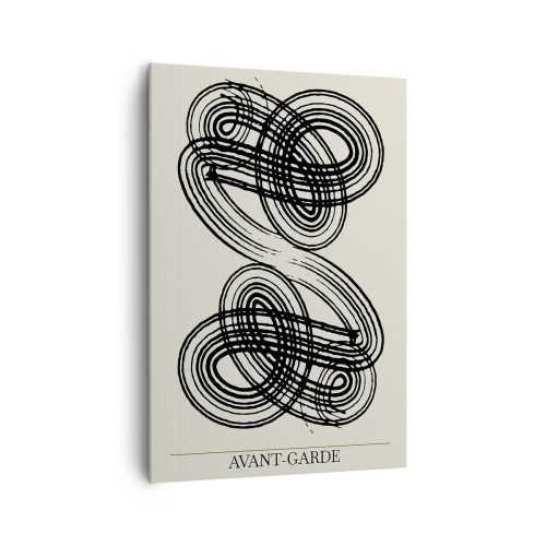 Bild auf Leinwand - Leinwandbild - Abstrakte schwarze Linien auf hellem Hintergrund im Avantgarde-Stil. - 70x100cm - Es kam spontan heraus - Moderne Wanddekoration für Wohnzimmer und Schlafzimmer ARTTOR