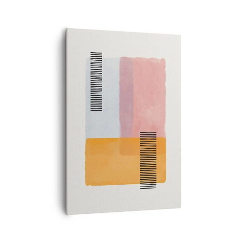 Bild auf Leinwand - Leinwandbild - Geometrie in Pastellfarben mit Linien auf hellem Hintergrund - 70x100cm - Von Ecke zu Ecke - Moderne Wanddekoration für Wohnzimmer und Schlafzimmer ARTTOR