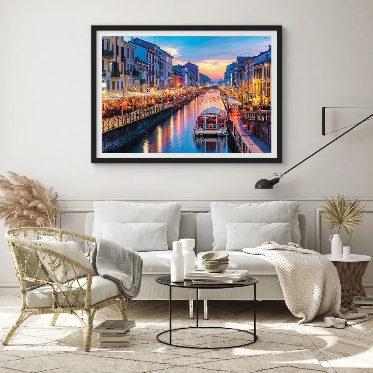 Poster in einem schwarzem Rahmen - Ein Abend voller Licht und Spaß - 50x40 cm