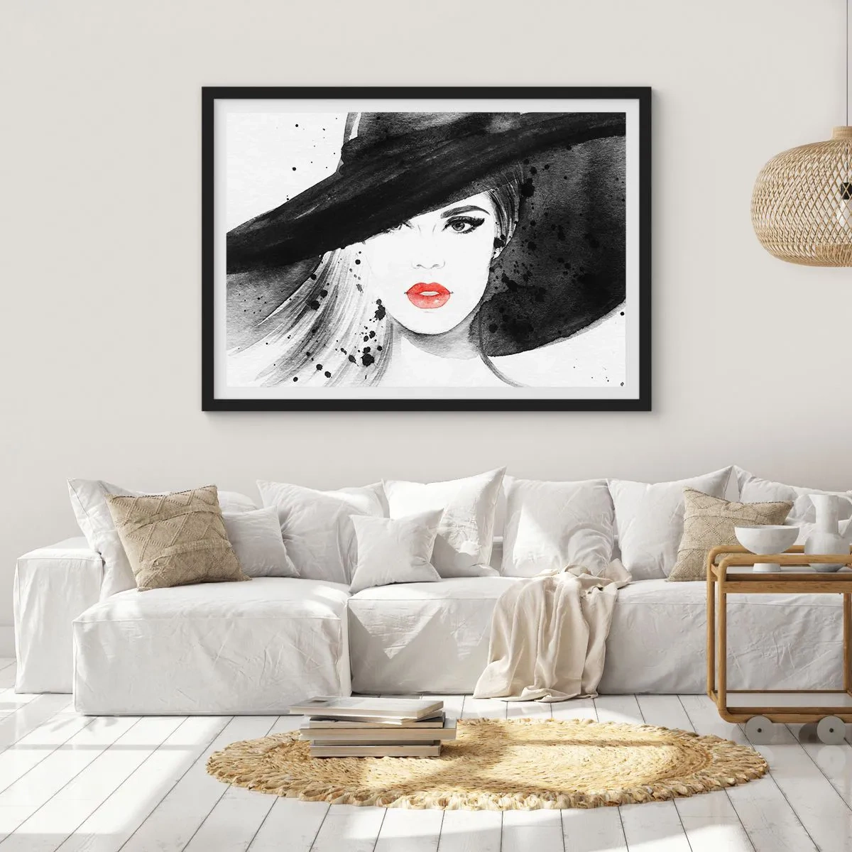 Poster in einem schwarzem Rahmen - Frau in schwarz - 50x40 cm