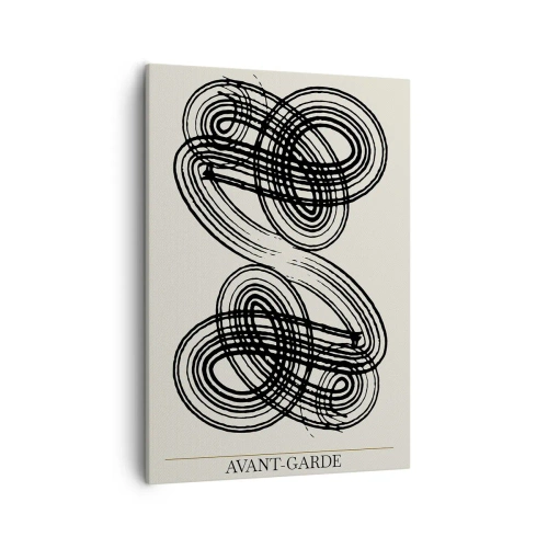 Bild auf Leinwand - Leinwandbild - Abstrakte schwarze Linien auf hellem Hintergrund im Avantgarde-Stil. - 50x70cm - Es kam spontan heraus - Moderne Wanddekoration für Wohnzimmer und Schlafzimmer ARTTOR