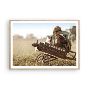 Poster in einem Rahmen aus heller Eiche - Start in Richtung eines Traums - 100x70 cm