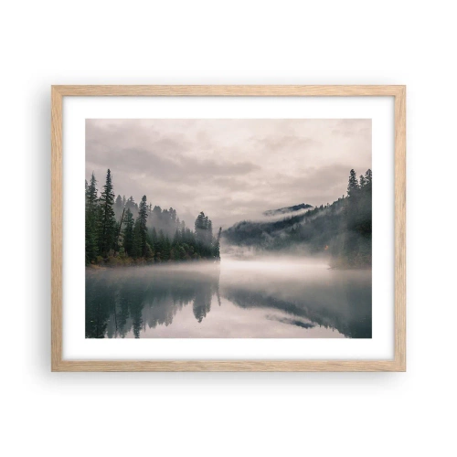 Poster in einem Rahmen aus heller Eiche - In Reflexion, im Nebel - 50x40 cm
