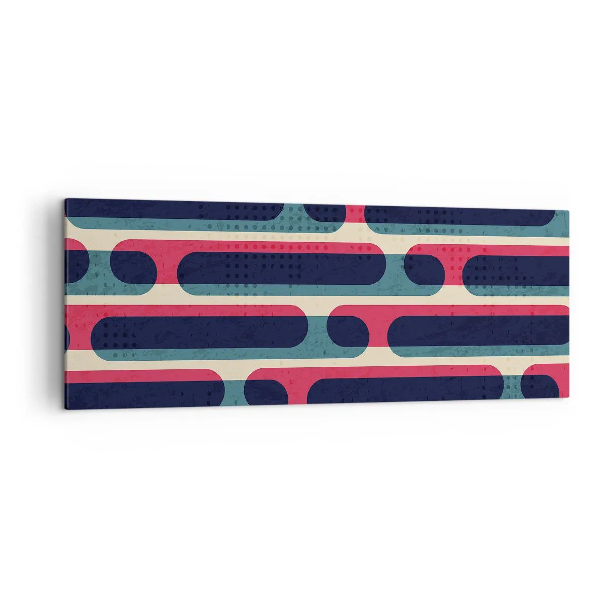 Bild auf Leinwand - Leinwandbild - Geometrisches Retro-Muster mit Pastellfarben - 140x50cm - In die Tiefe und vorwärts - Moderne Wanddekoration für Wohnzimmer und Schlafzimmer ARTTOR