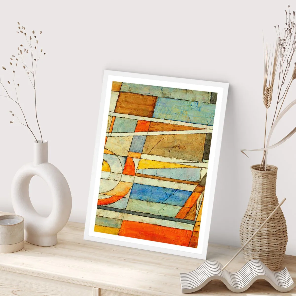 Poster in einem weißen Rahmen - Kubismus auf der Baustelle - 30x40 cm